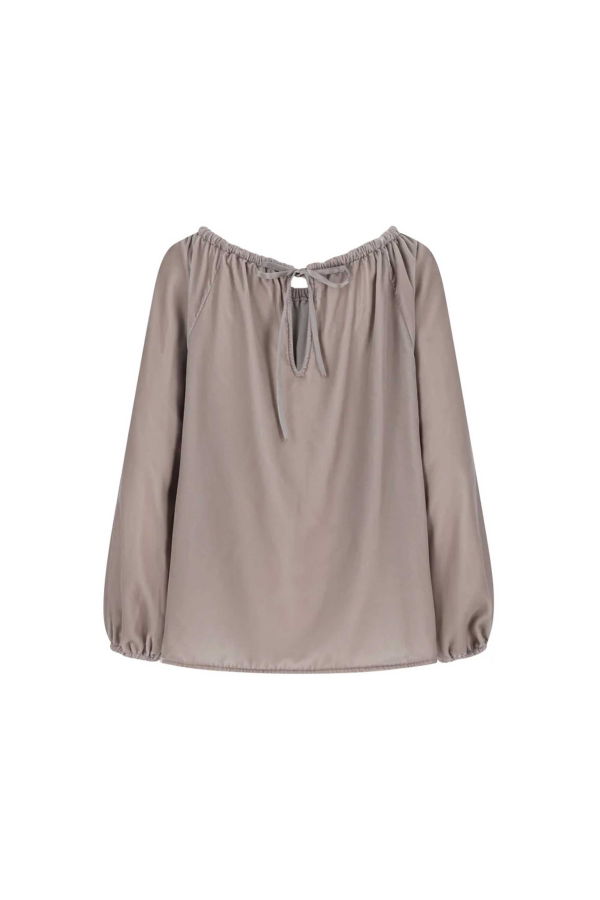 AMOMENTO Velvet Shirring Top - Dust Pink