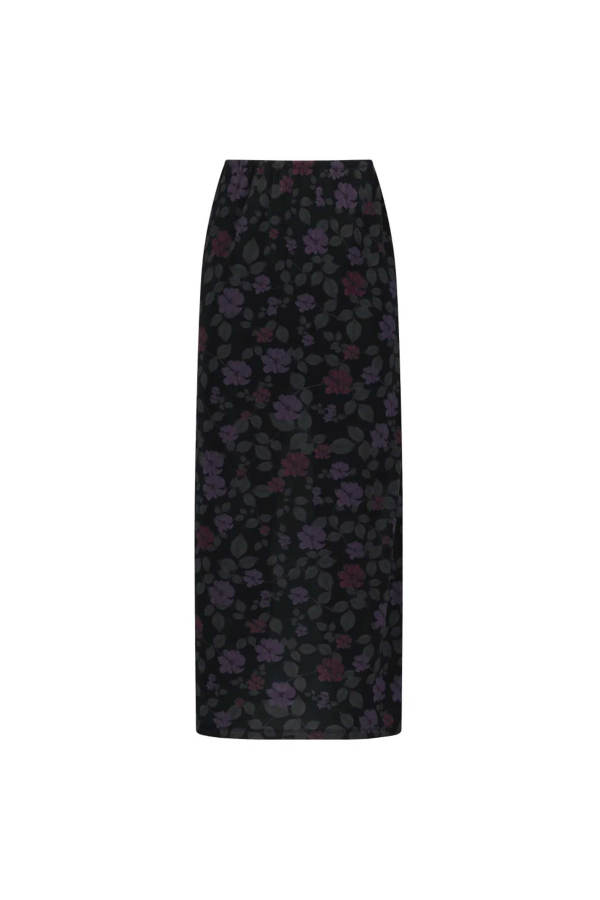 AMOMENTO Floral Mesh Maxi Skirt