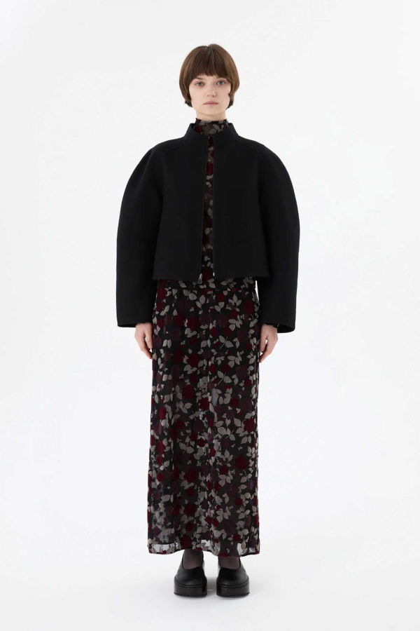 AMOMENTO Floral Mesh Maxi Skirt