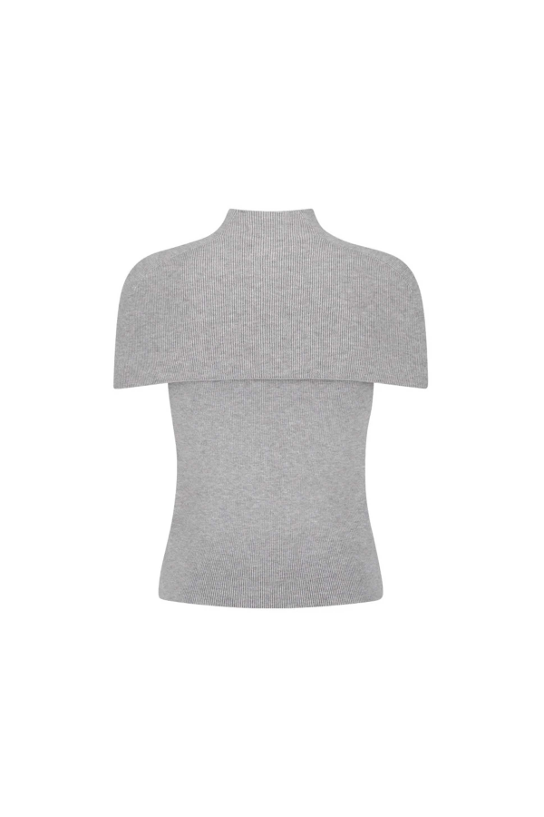 AMOMENTO Cape Top & Bandeau Set Cardigan - Light Grey