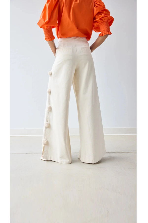 Hope for Flowers by Tracy Reece Pom Pom Trouser Pants - Custard