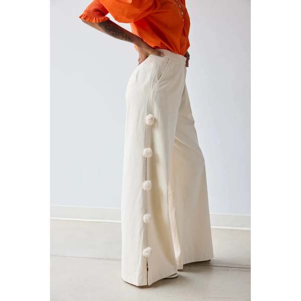 Hope for Flowers by Tracy Reece Pom Pom Trouser Pants - Custard
