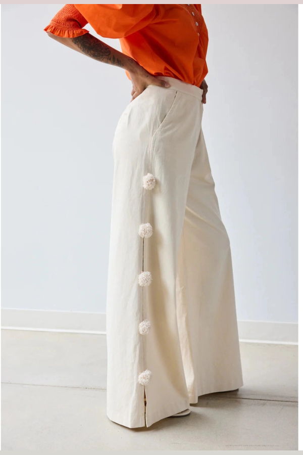 Hope for Flowers by Tracy Reece Pom Pom Trouser Pants - Custard