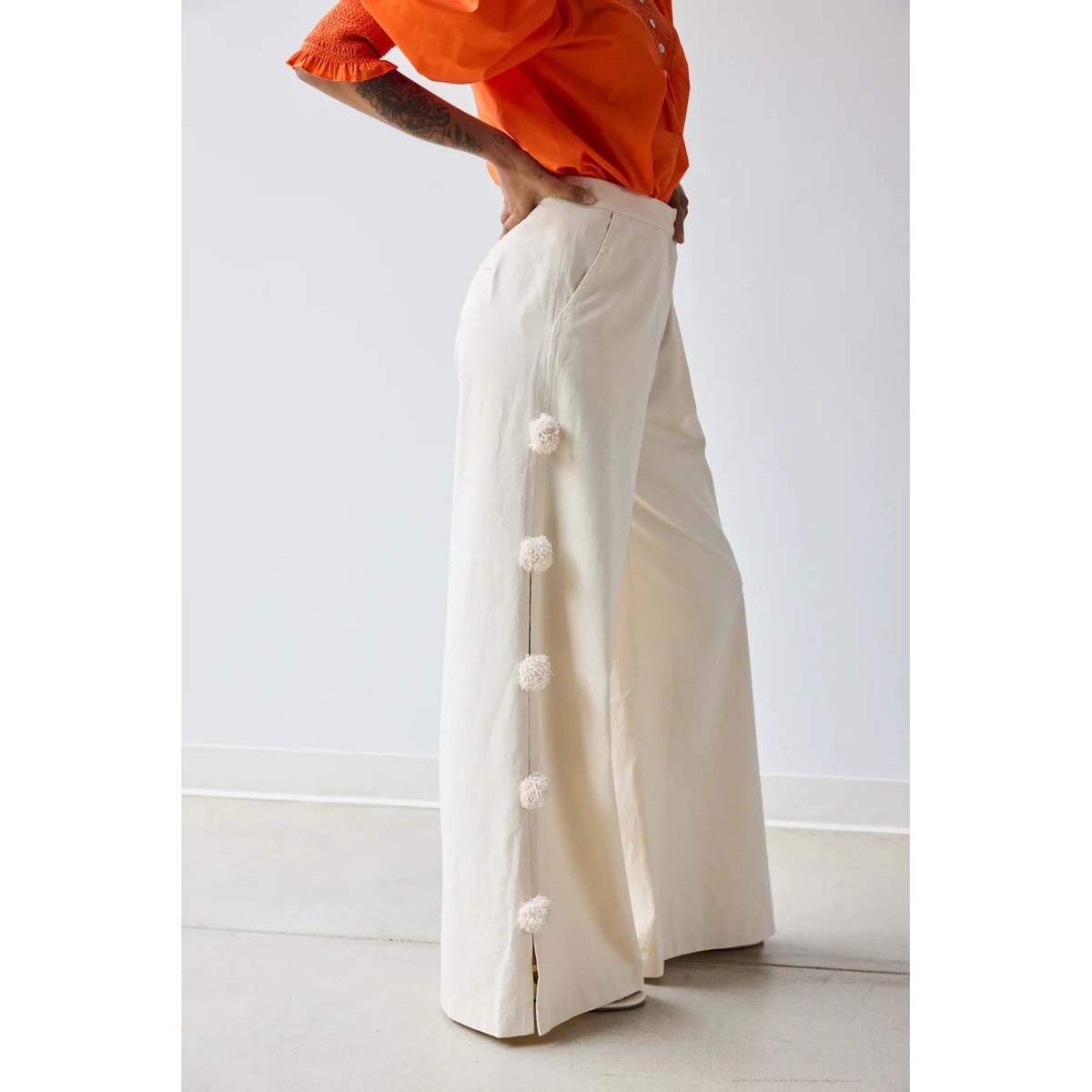 Hope for Flowers by Tracy Reece Pom Pom Trouser Pants - Custard - Image 2 of 3