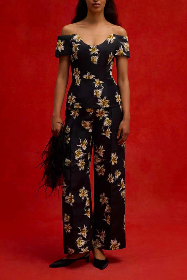 emilia wickstead Daffy Trousers Festive Lilies