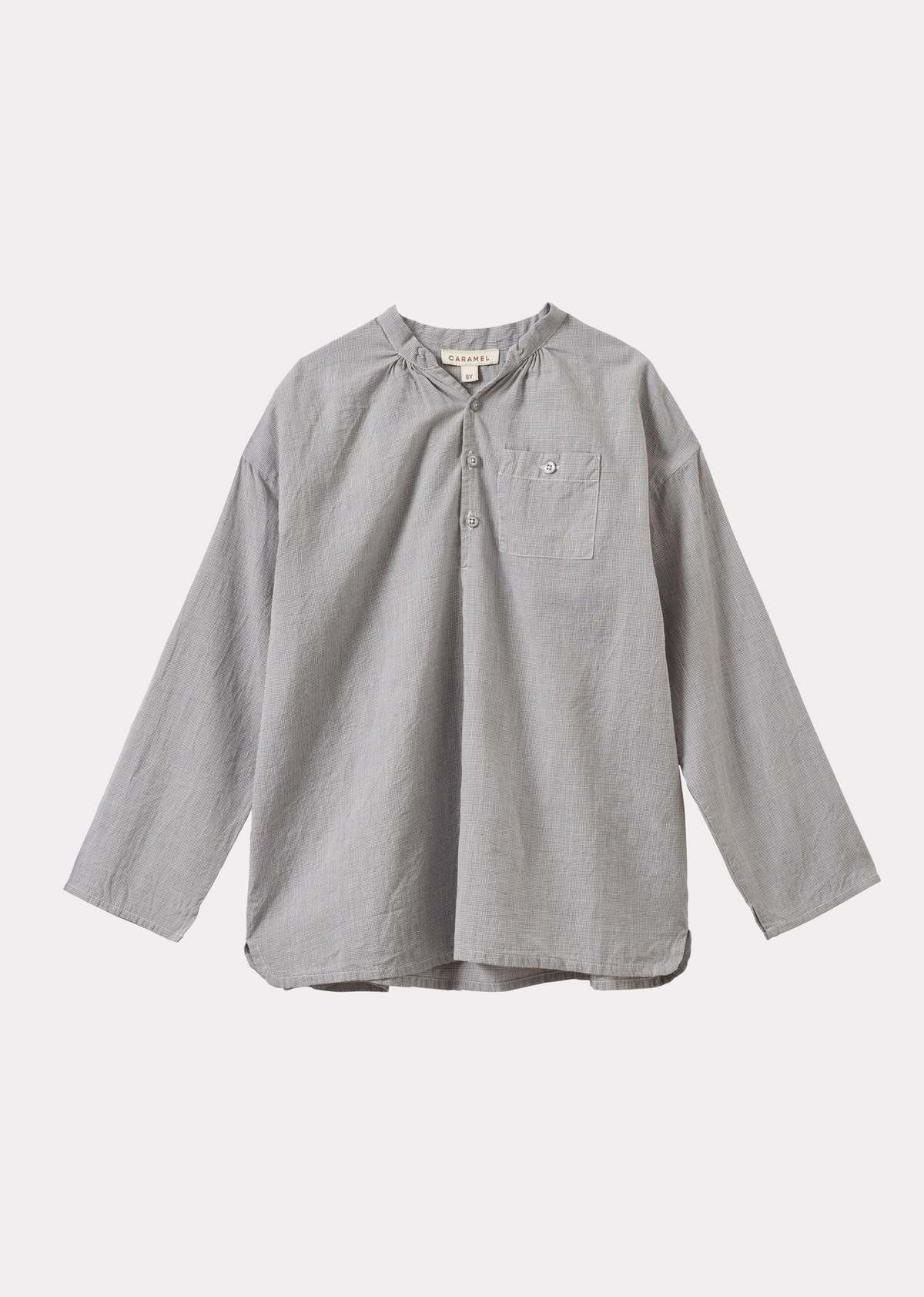 Caramel Adonis Children's Cotton Shirt - Grey Micro-Check - Image 1 of 2