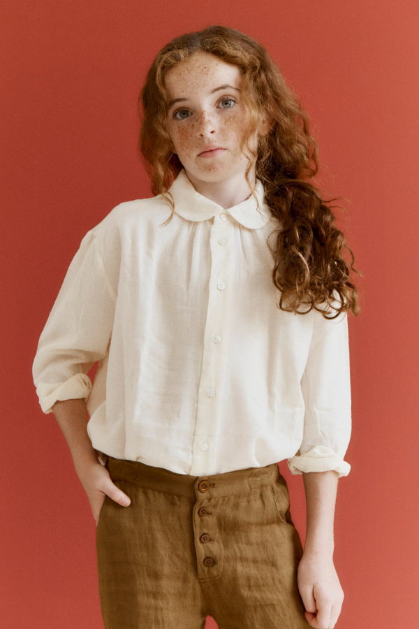 Kids Caramel ALOE CHILDREN'S COTTON SHIRT - OFF WHITE