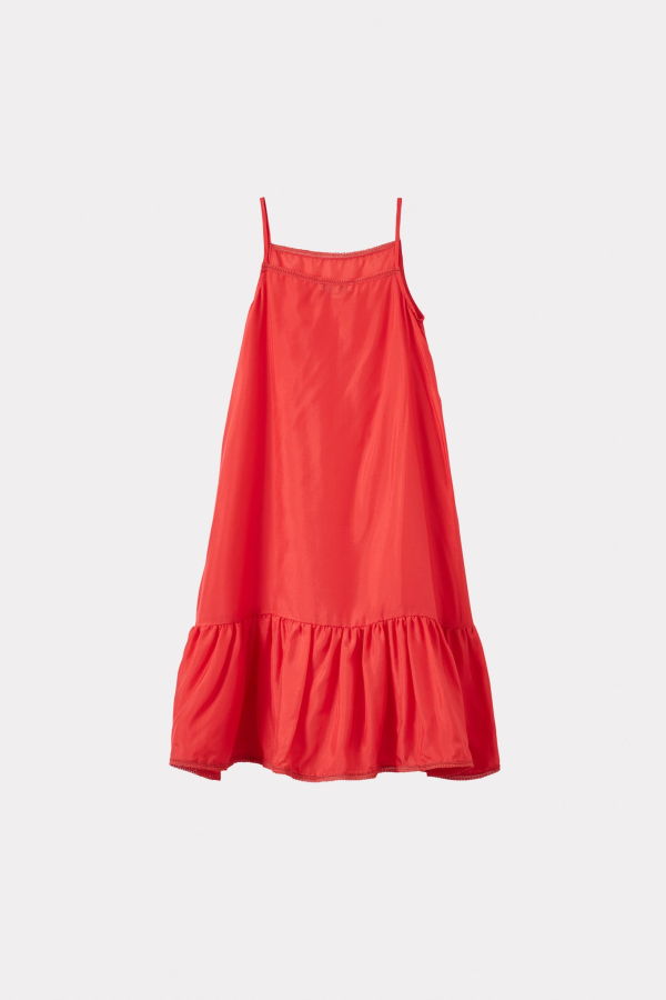 Caramel Grape Girl's Silk Slip Dress - Pomegranate