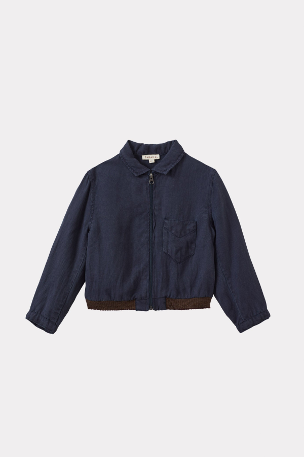 Caramel Magnus Children's Lyocel Linen Bomber Jacket - Navy