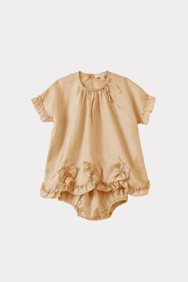 KIDS Caramel Seraphina Party Silk Dress and Bloomers Set