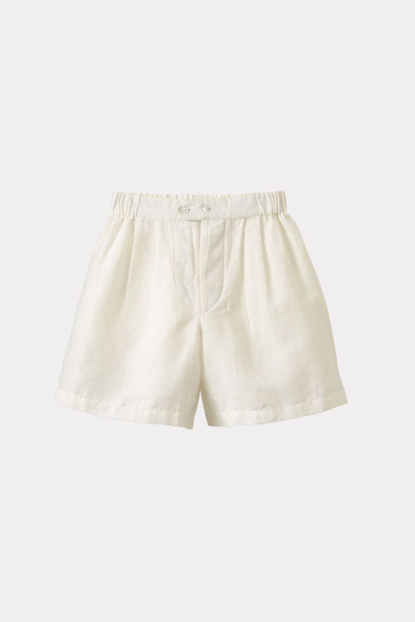 KIDS Caramel Tarragon Linen Shorts - White