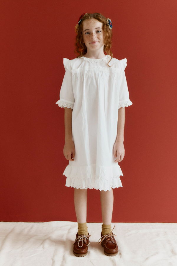 Kids Caramel VALERIE DRESS - WHITE