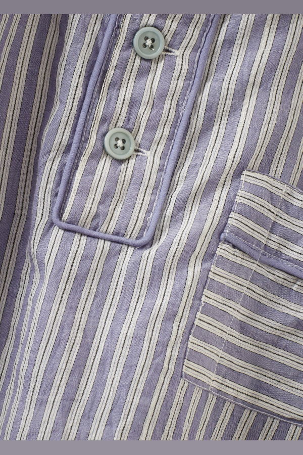 Caramel Walnut Children's Hand-Loomed Cotton Shirt - Violet Stripe