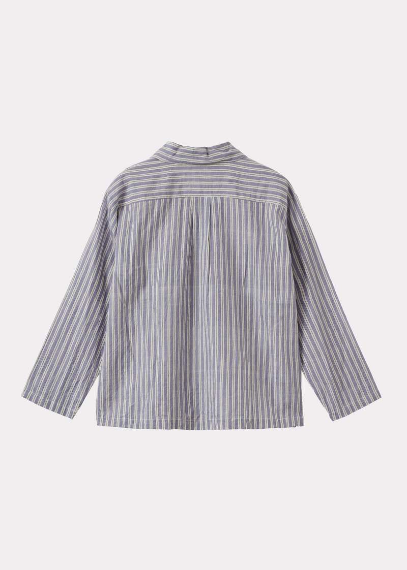 Caramel Walnut Children's Hand-Loomed Cotton Shirt - Violet Stripe