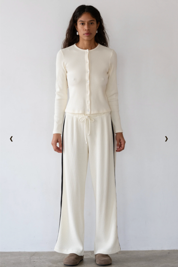 Donni. The Thermal Crop Stripe Pants - Cream Donni. The Thermal Crop Stripe Pants - Cream