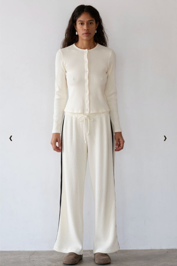 Donni. The Thermal Crop Stripe Pants - Cream