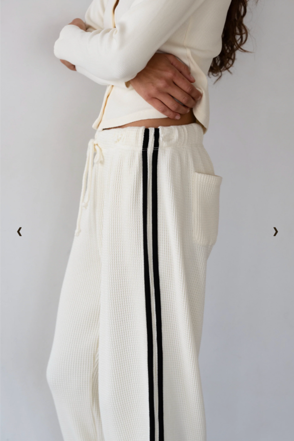 Donni. The Thermal Crop Stripe Pants - Cream