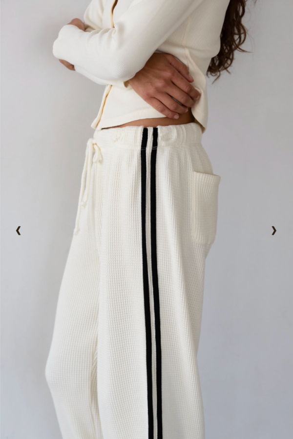 Donni. The Thermal Crop Stripe Pants - Cream