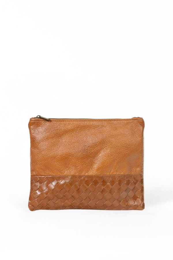 Deux Mains Woven Pouch - Cognac
