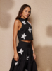 Sister Jane Glow Flora Cropped Top - Black - Thumbnail 2