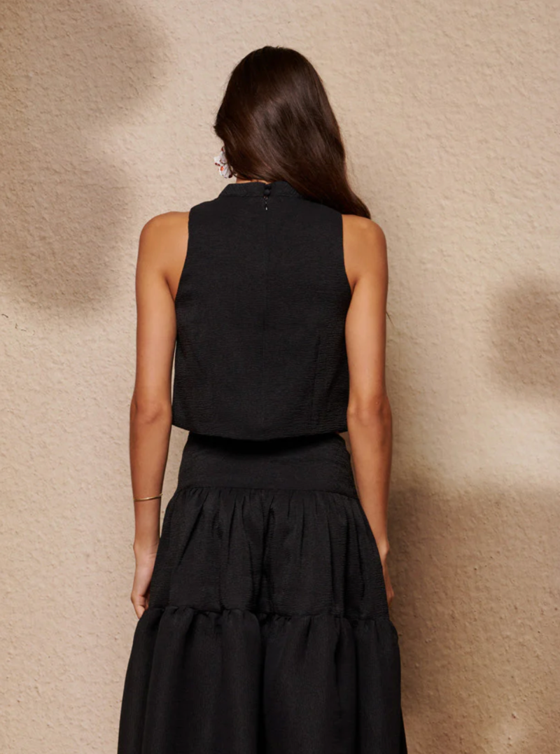 Sister Jane Glow Flora Cropped Top - Black