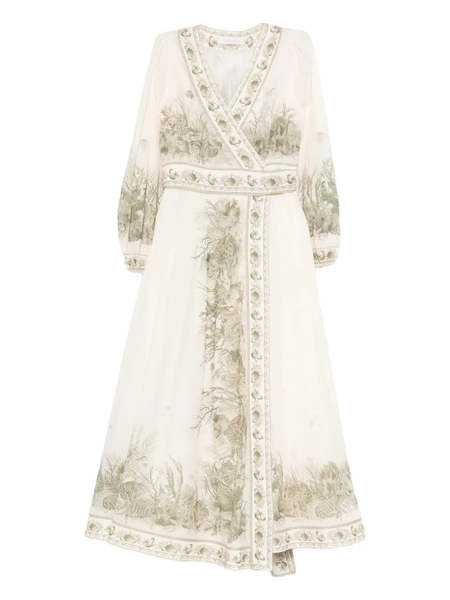 Zimmermann Golden Buttoned Midi Dress - Multicolour | Garmentory