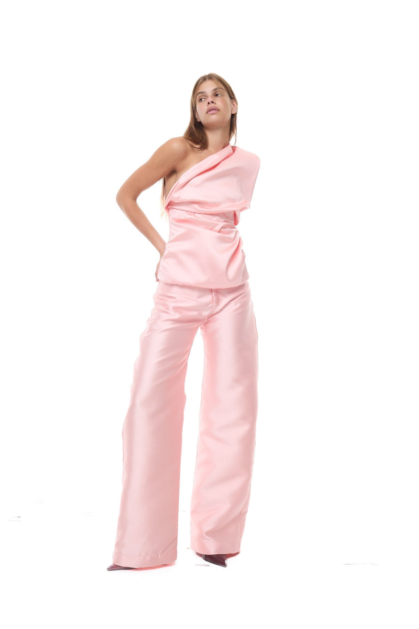 MARQUES ' ALMEIDA Heavy Satin Draped Top - Pink