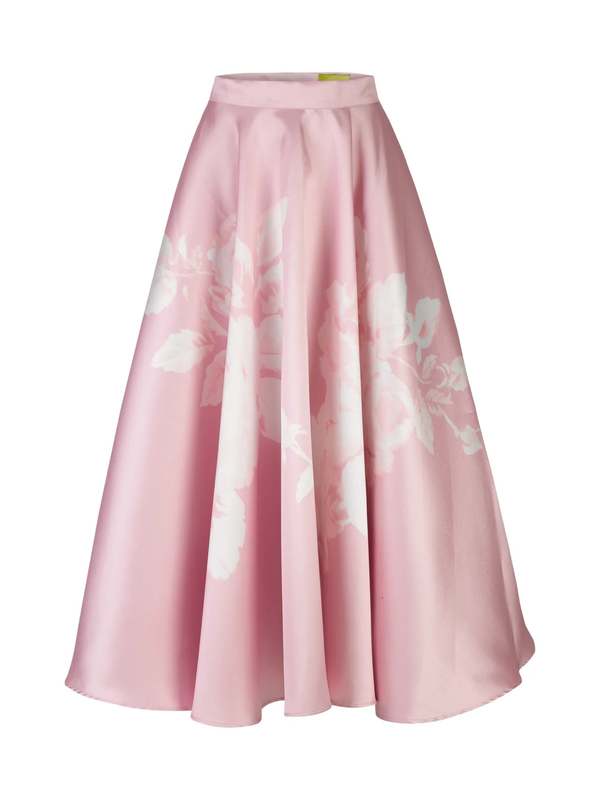 MARQUES ' ALMEIDA Printed Heavy Satin A-Line Midi Skirt - Pink