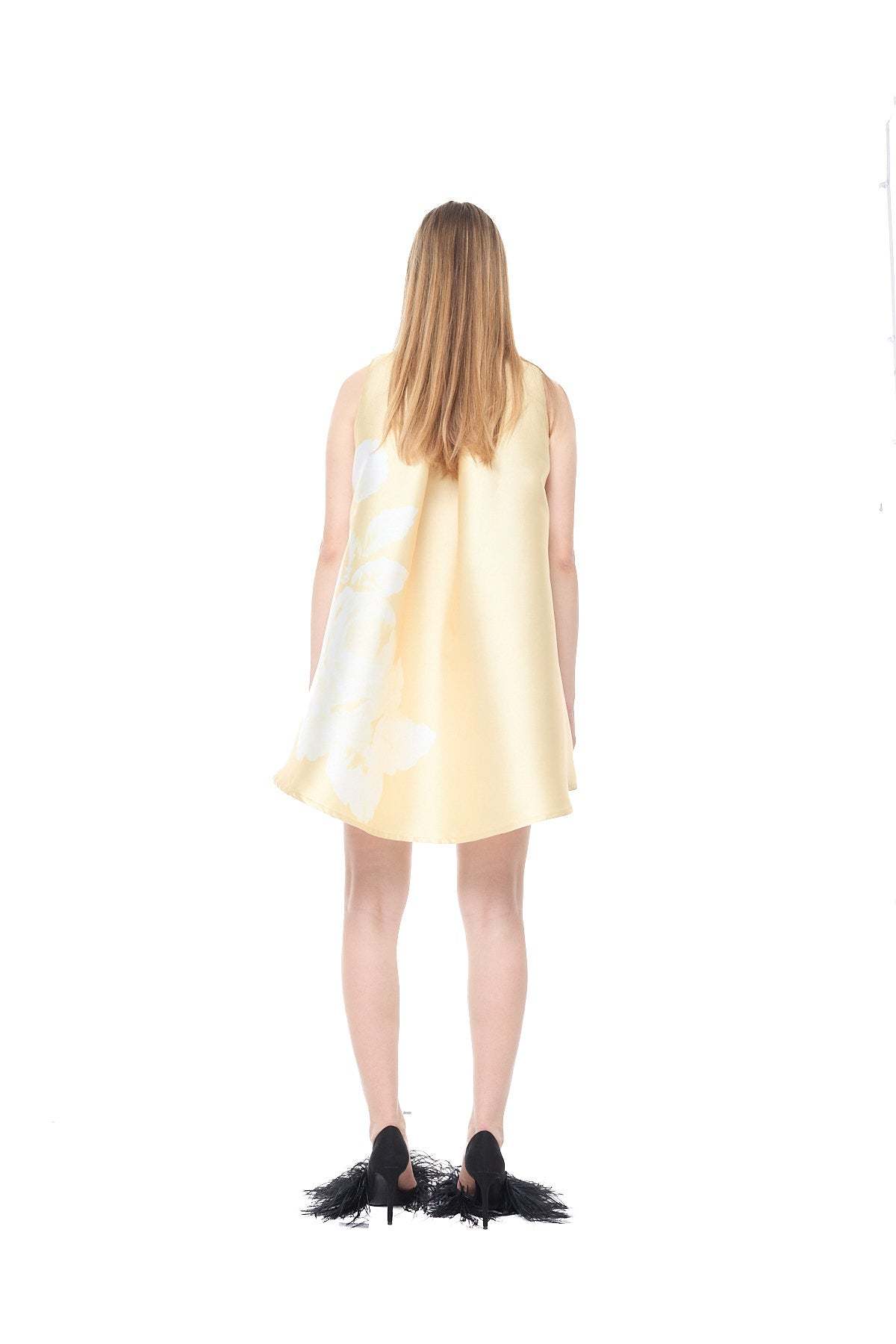 MARQUES ' ALMEIDA Printed Heavy Satin A-Line Flowers Dress - Yellow - Image 3 of 6