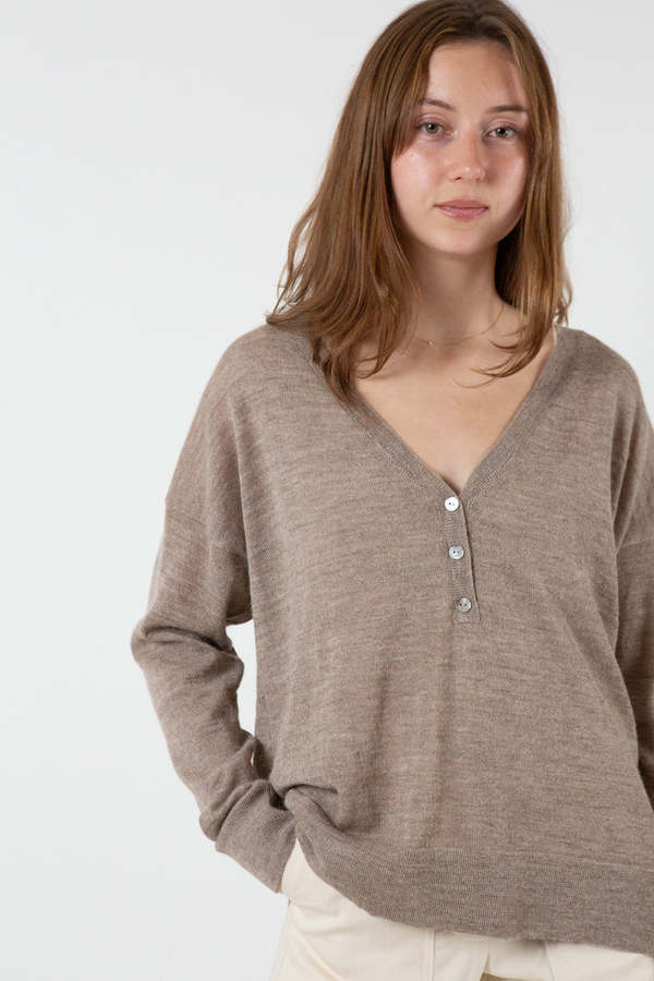 Erica Tanov Alpaca V Neck Henley