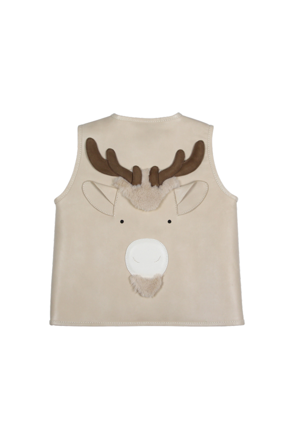 KIDS Donsje Noa Gilet Reindeer Gilet - Ivory Classic Leather