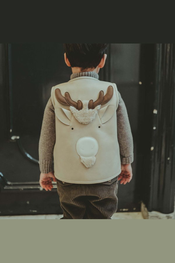 KIDS Donsje Noa Gilet Reindeer Gilet - Ivory Classic Leather