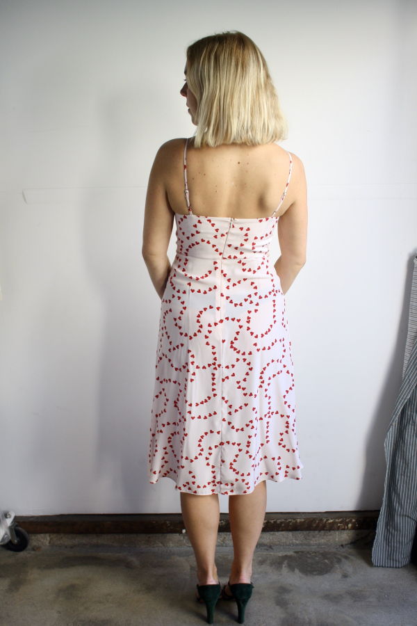 HVN Heart Print Silk Slipdress Dress