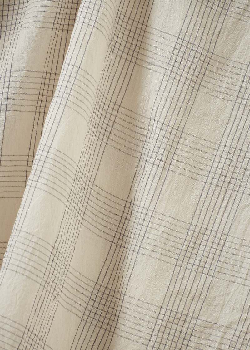 Caramel Phoebe Children's Hand-Loomed Cotton Blouse - White/Black Check