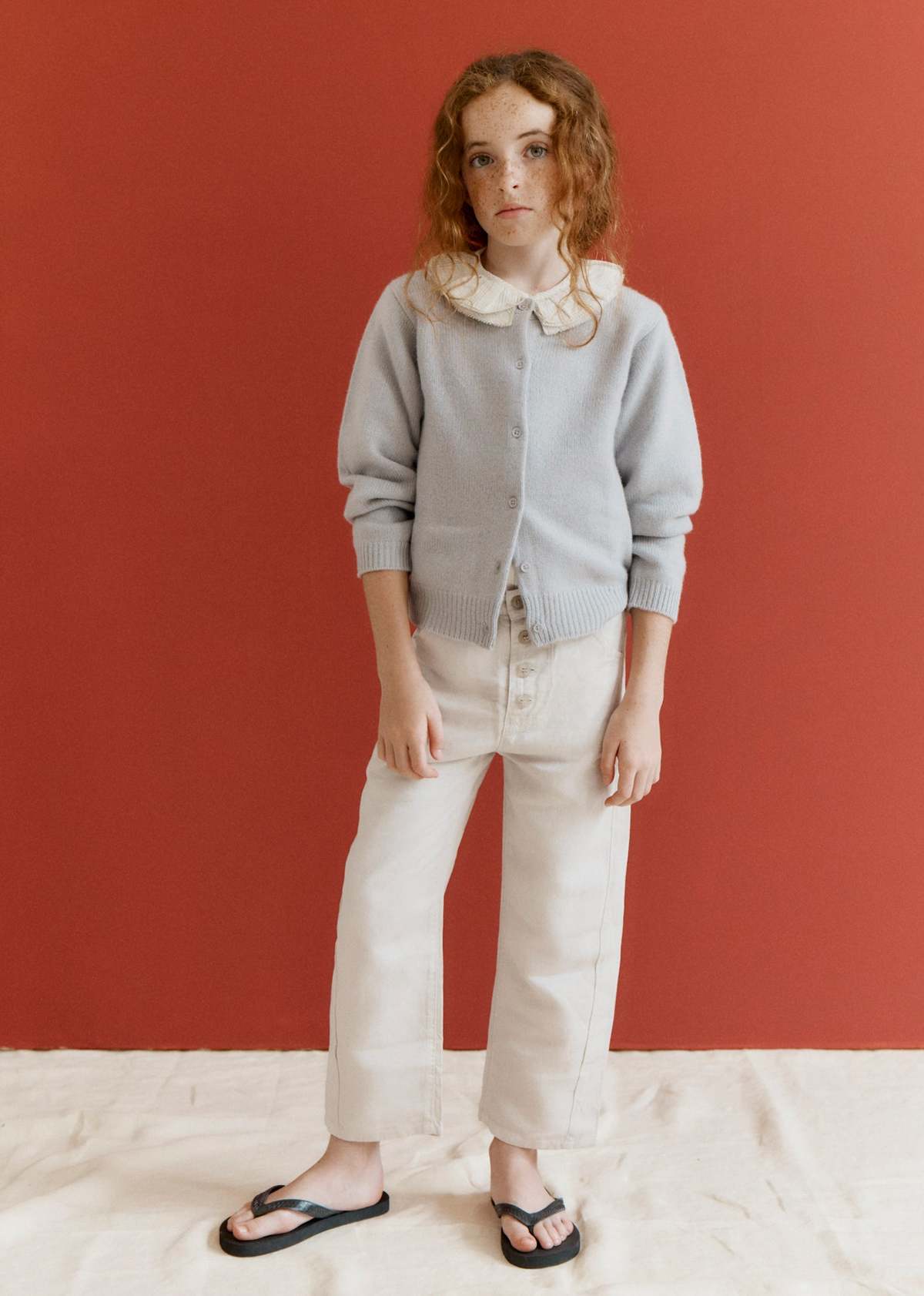 Caramel Phoebe Children's Hand-Loomed Cotton Blouse - White/Black Check - Image 5 of 7