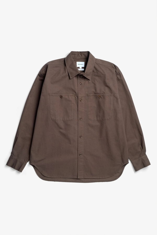 Norse Projects Julius Mineral Dyed Oversize Shirt - Espresso