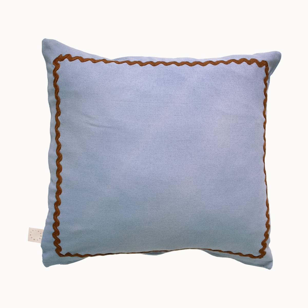 APARTMENT F Blue Linen Pillow with Ric-Rac Trim - Image 1 of 9