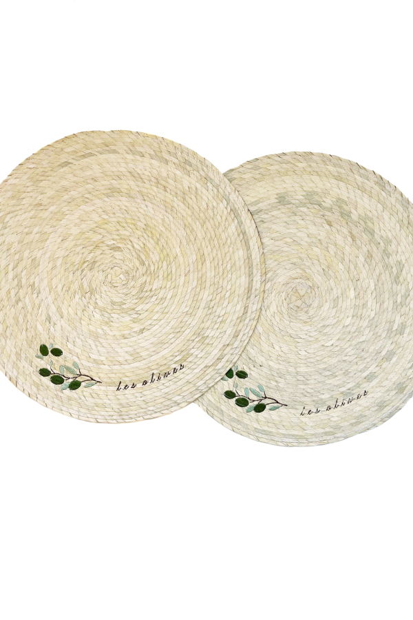 Makaua D/2 Palm Double Sided Placemat with Embroidery - Les Olives