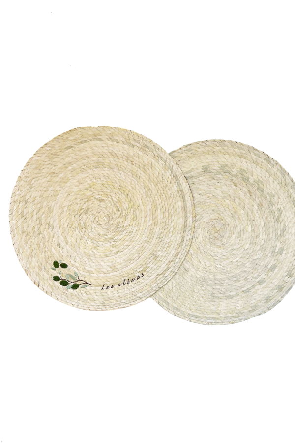 Makaua D/2 Palm Double Sided Placemat with Embroidery - Les Olives