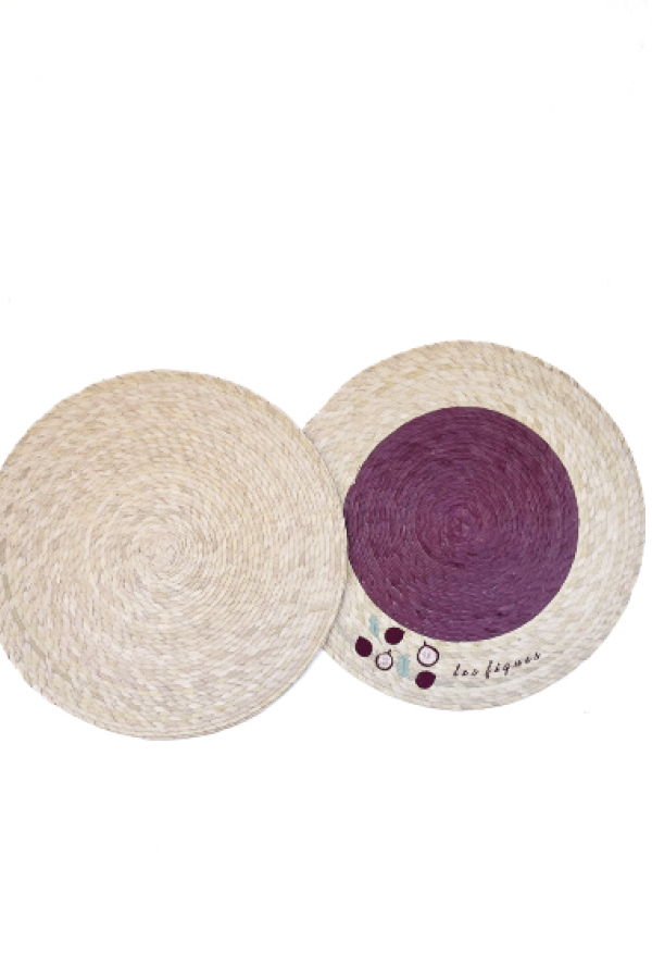 Makaua S/2 Palm Double Sided Placemat with Embroidery - Les Figues