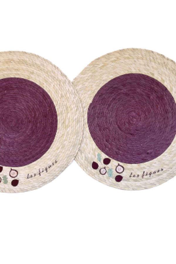 Makaua S/2 Palm Double Sided Placemat with Embroidery - Les Figues
