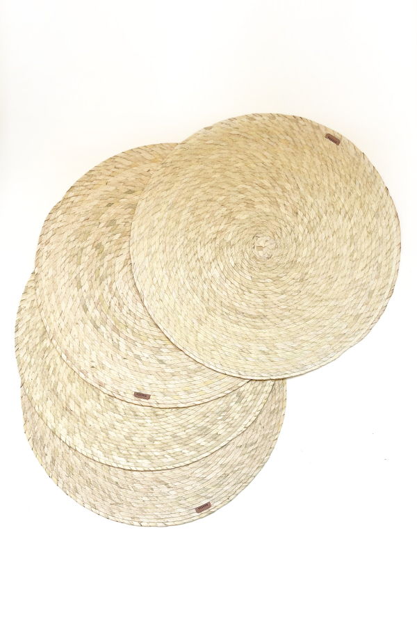 Makaua Set Of 4 Palm Single Sided Placemats - Natural