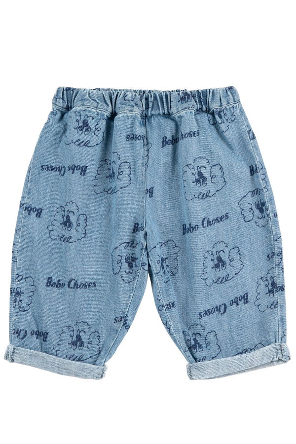 KIDS Bobo Choses Baby Denim All Over Pickles The Dog Print Pants - Blue