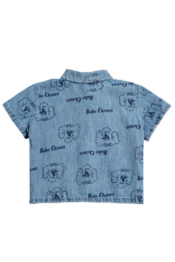 KIDS Bobo Choses Baby Denim Shirt All Over Pickles The Dog Print Shirt - Blue