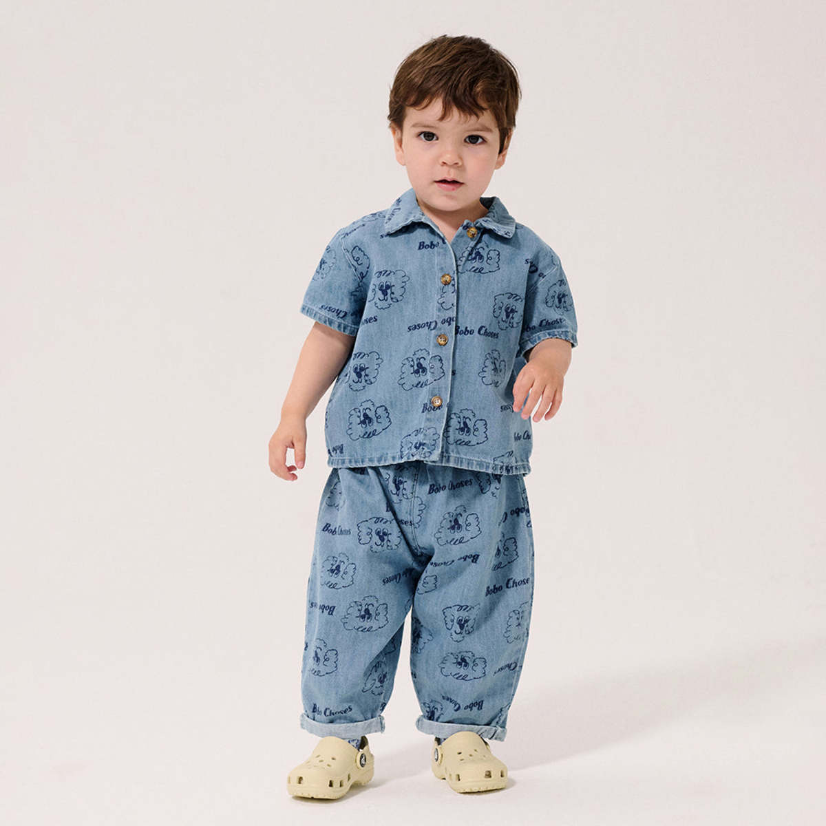 KIDS Bobo Choses Baby Denim Shirt All Over Pickles The Dog Print Shirt - Blue - Image 4 of 4