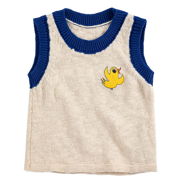 KIDS Bobo Choses Flying Oranges Baby Knit Tank Top - Cream