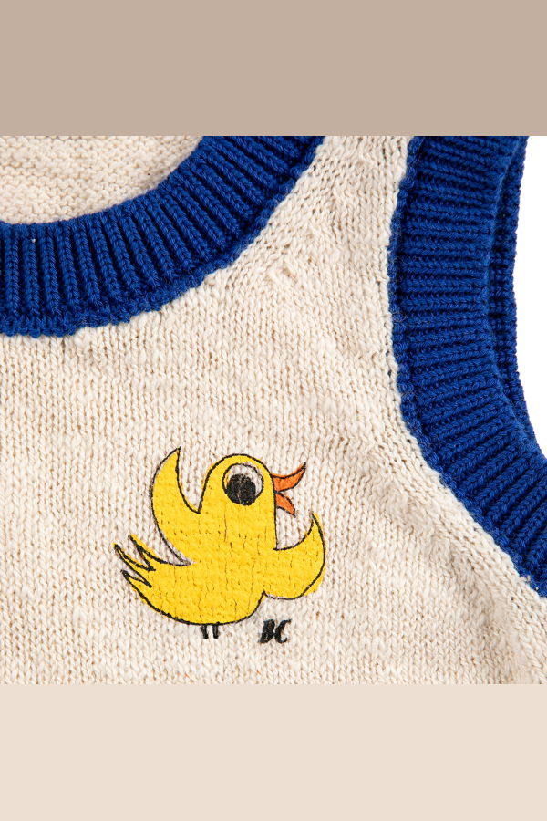 KIDS Bobo Choses Flying Oranges Baby Knit Tank Top - Cream