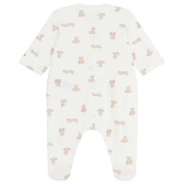 KIDS Petit Bateau Baby Pyjamas Marshmallow Brown Bear Print Sleepwear - White
