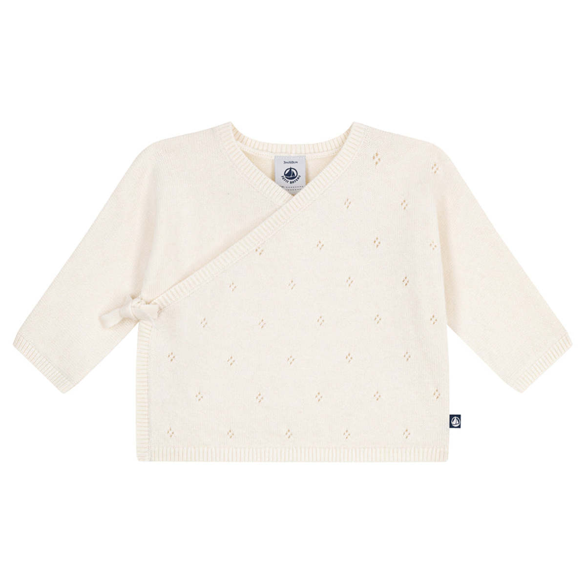 KIDS Petit Bateau Baby Wrap Cardigan - White - Image 1 of 4