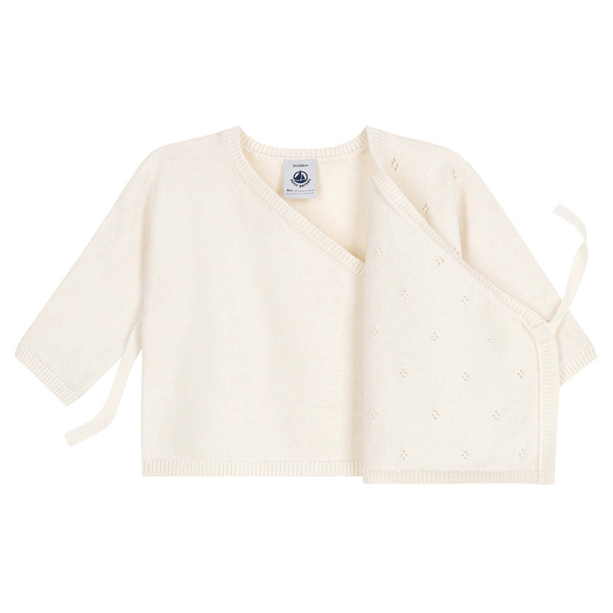 KIDS Petit Bateau Baby Wrap Cardigan - White - Image 2 of 4
